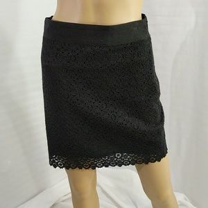 Crochet Lace Black Pencil Skirt SP S